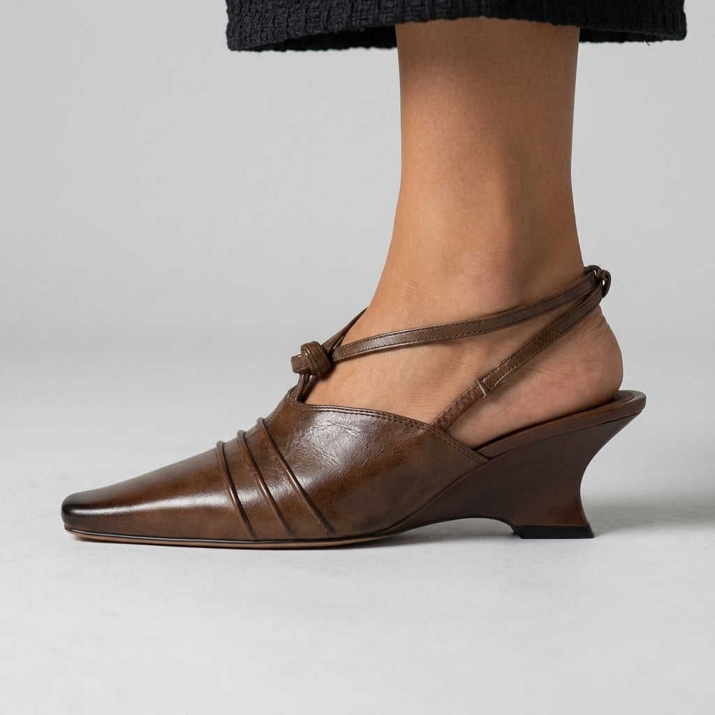 Pamela Pleated Slingback Wedge