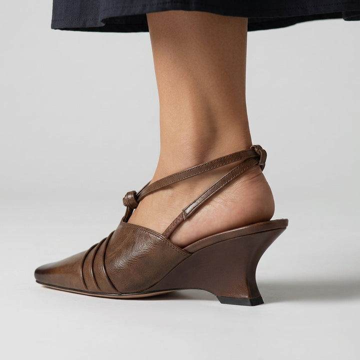 Pamela Pleated Slingback Wedge