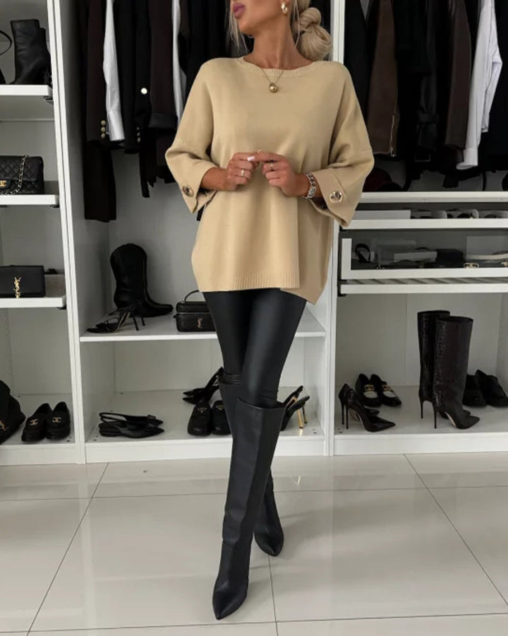 Martha round neck button Sweater