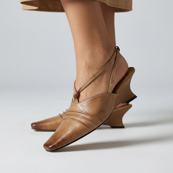 Pamela Pleated Slingback Wedge