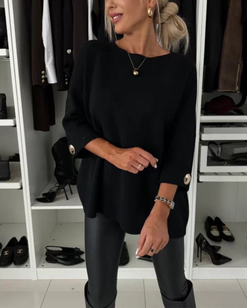 Martha round neck button Sweater