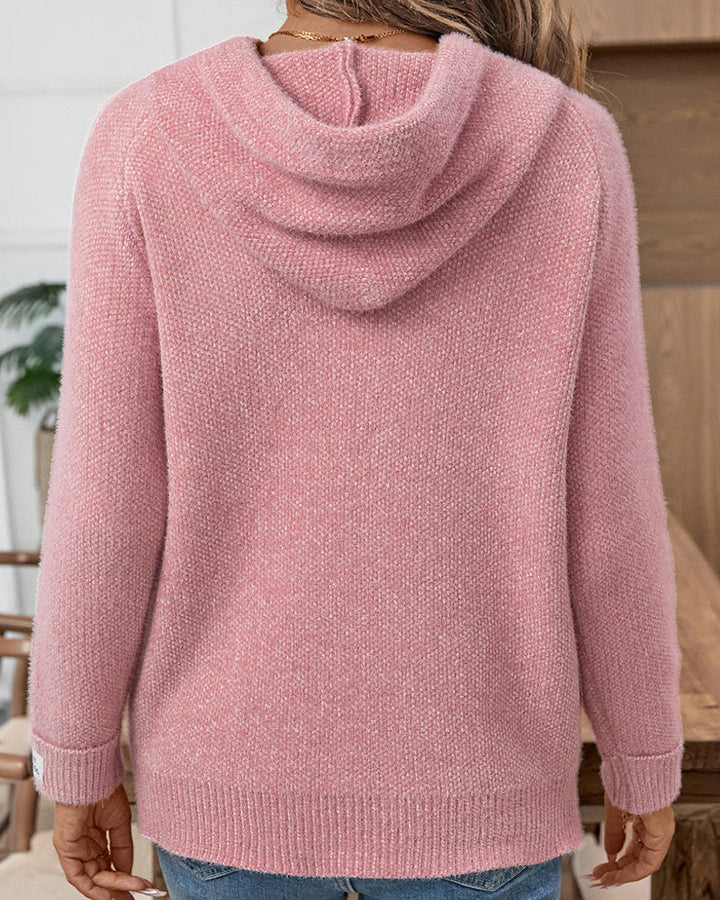 Hooded Drawstring Raglan Sleeve