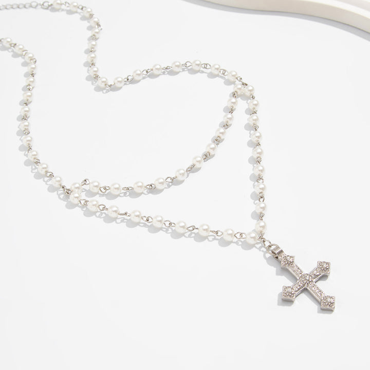 Matteo Pearl Cross Necklace