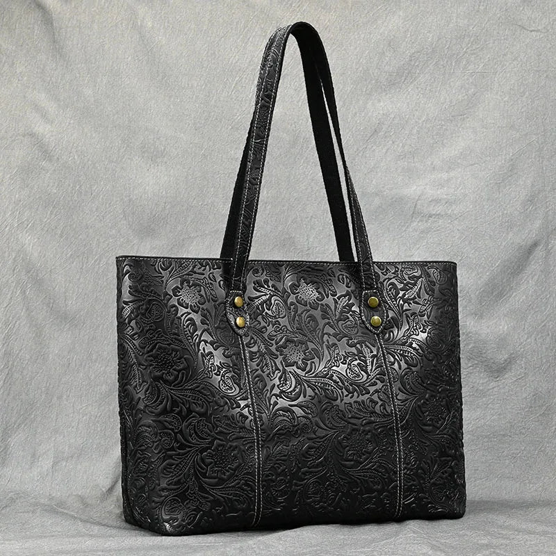 Camille Floral Embossed Leather Tote