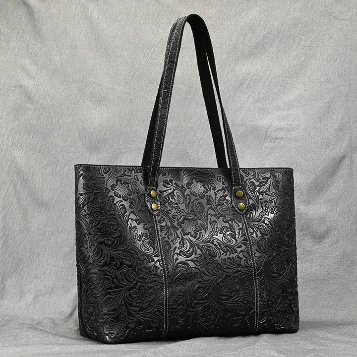 Camille Floral Embossed Leather Tote
