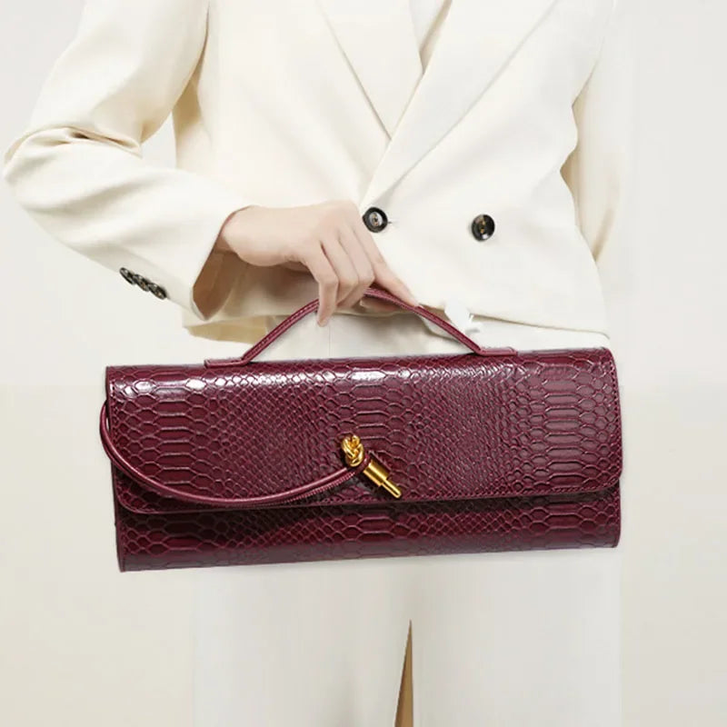 Fleur Snake Print Clutch