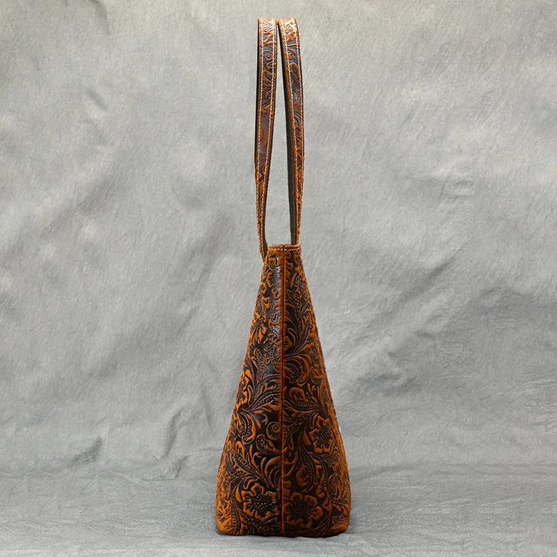 Camille Floral Embossed Leather Tote
