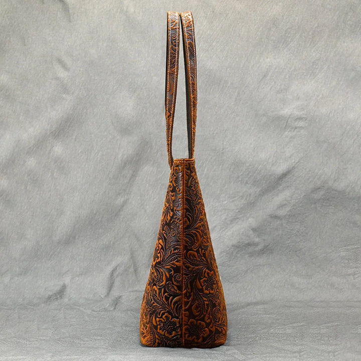 Camille Floral Embossed Leather Tote