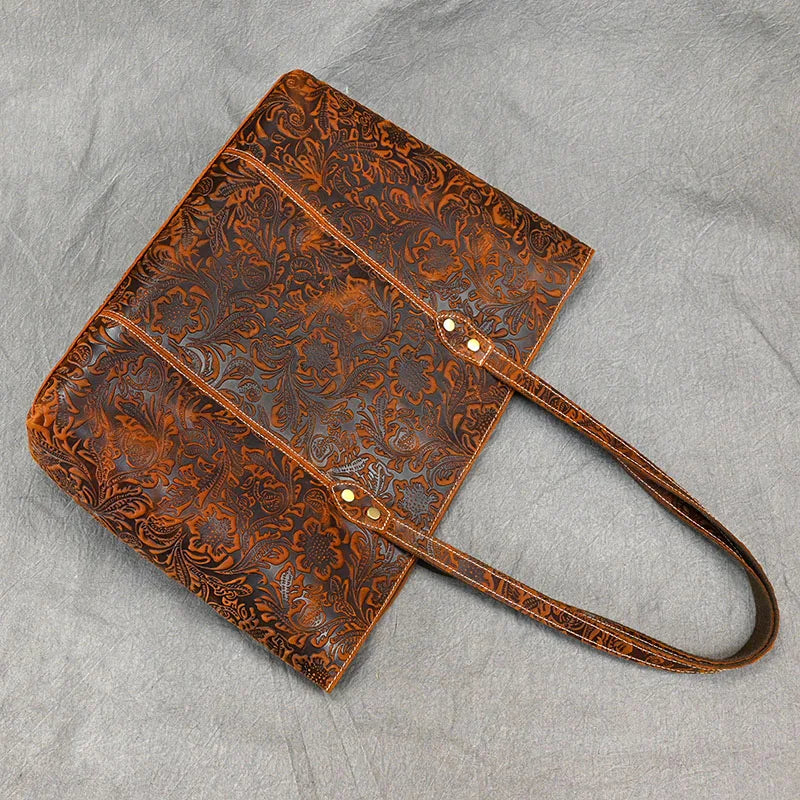 Camille Floral Embossed Leather Tote