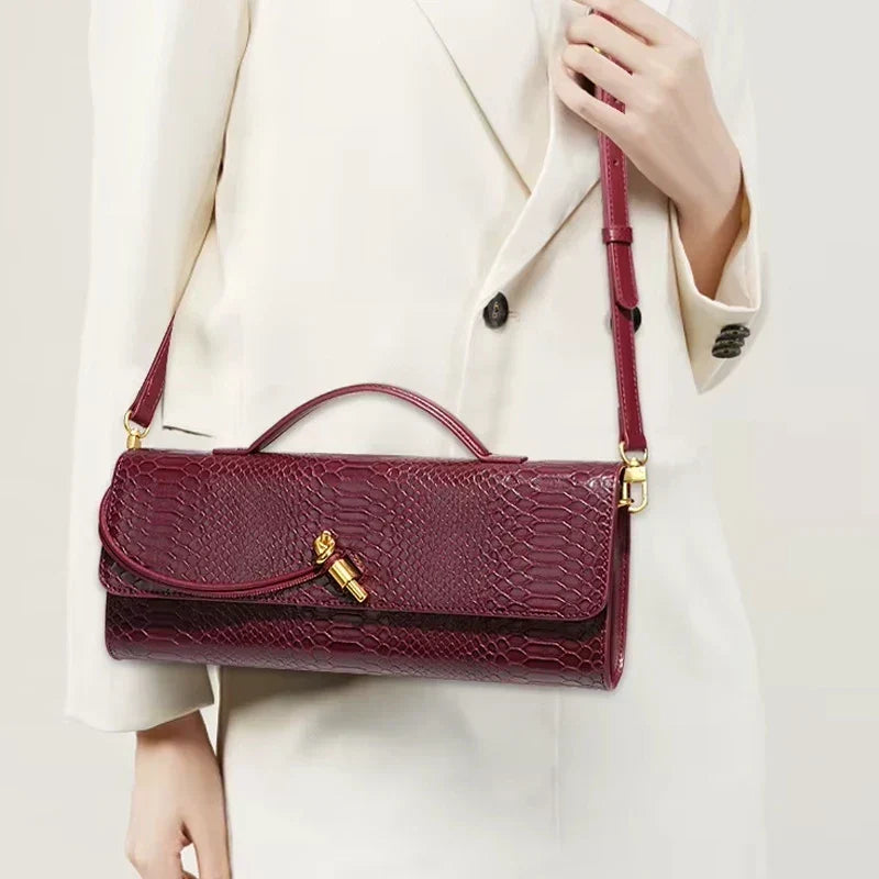Fleur Snake Print Clutch