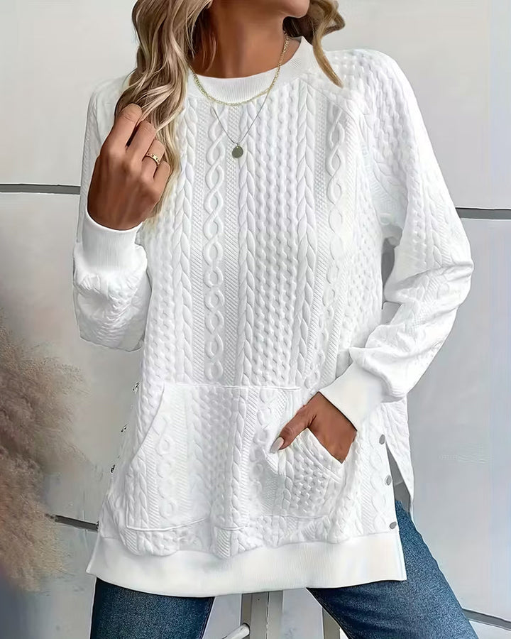 Pocketed Split-Hem Sweater