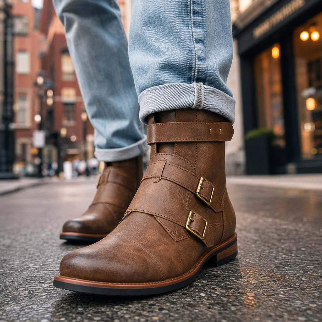 Fairmont | Mens Fall Strap Moto Boots