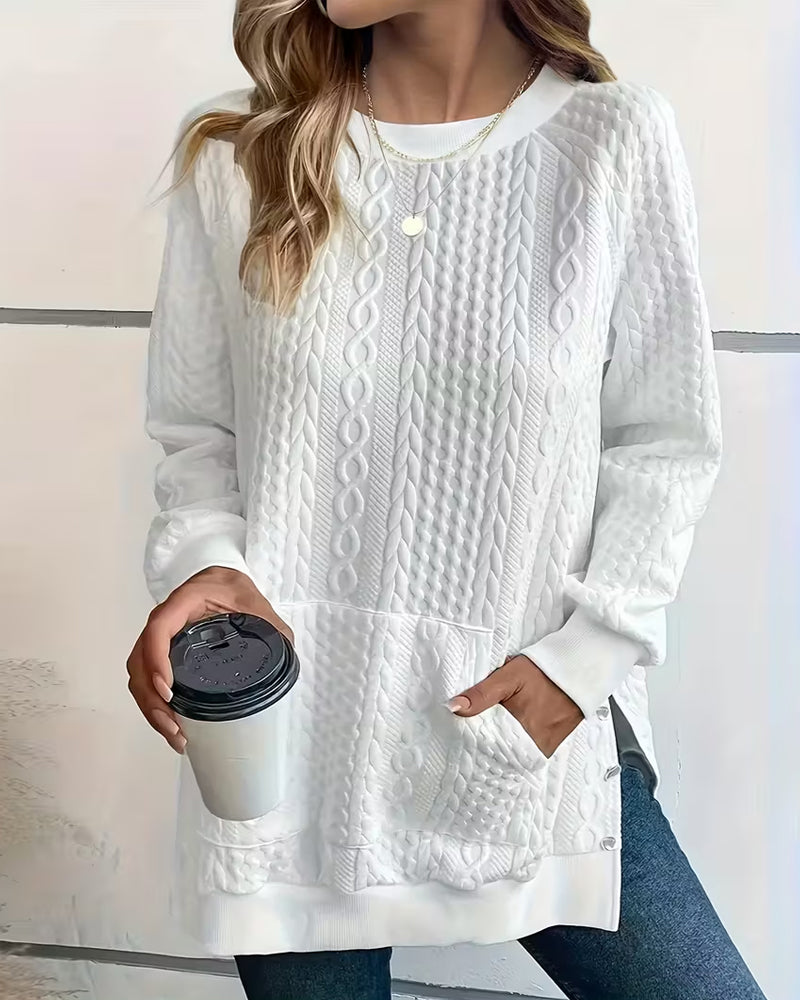 Pocketed Split-Hem Sweater