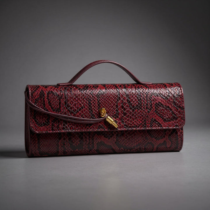 Fleur Snake Print Clutch