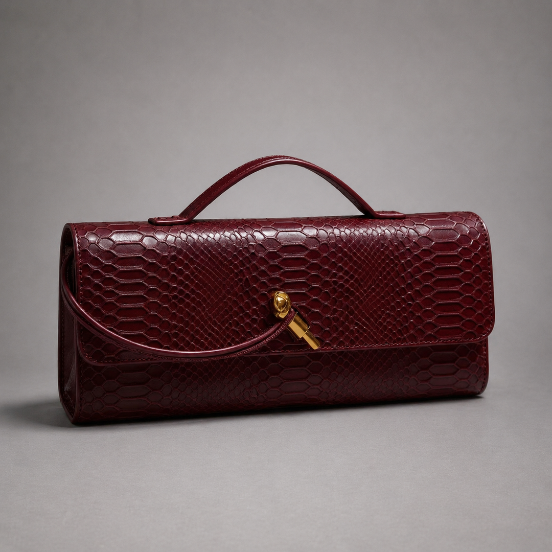 Fleur Snake Print Clutch