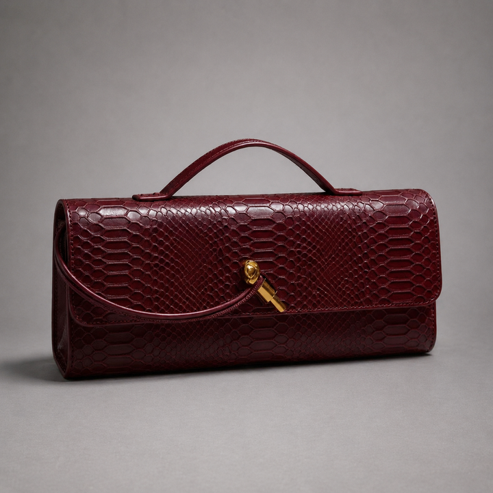 Fleur Snake Print Clutch