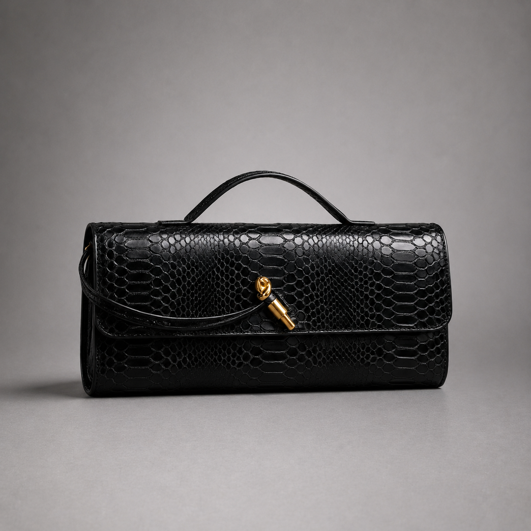 Fleur Snake Print Clutch