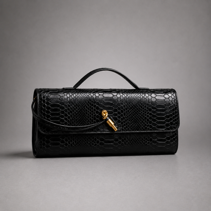 Fleur Snake Print Clutch