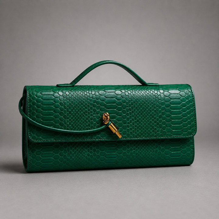 Fleur Snake Print Clutch