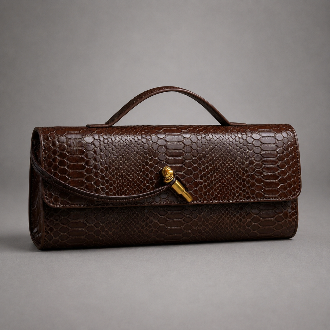 Fleur Snake Print Clutch
