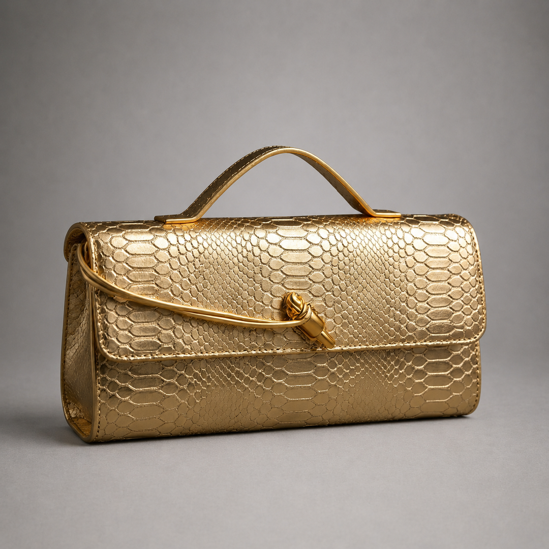 Fleur Snake Print Clutch