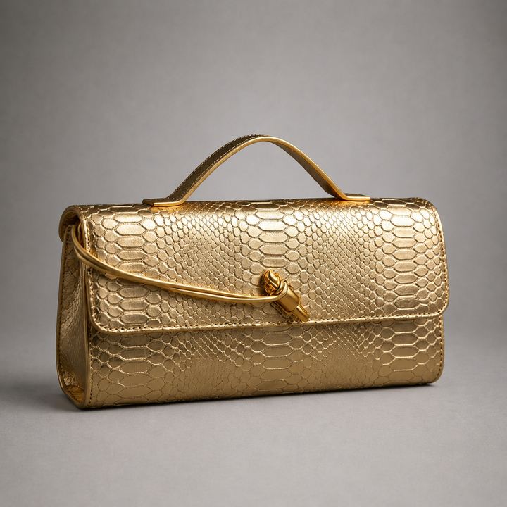 Fleur Snake Print Clutch