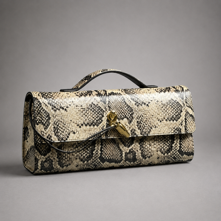 Fleur Snake Print Clutch